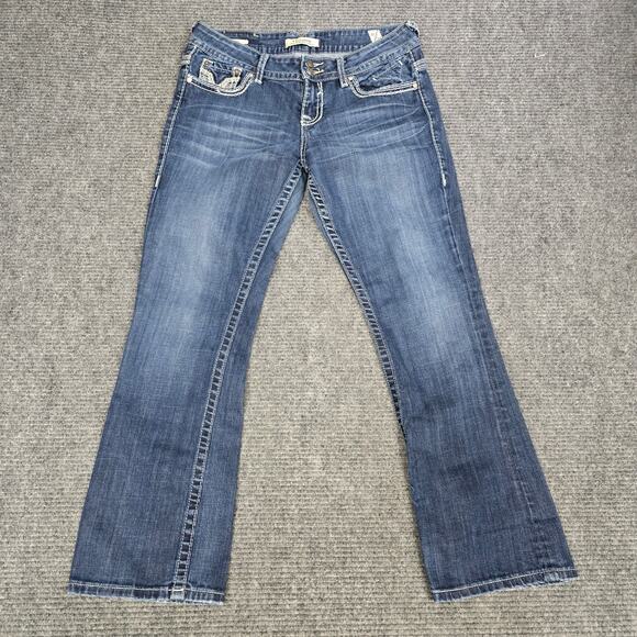 Vigoss Denim - Vigoss Womens Jeans 11/31 34x31 Blue Bootcut Thick Stitch Embroidered Y2K
